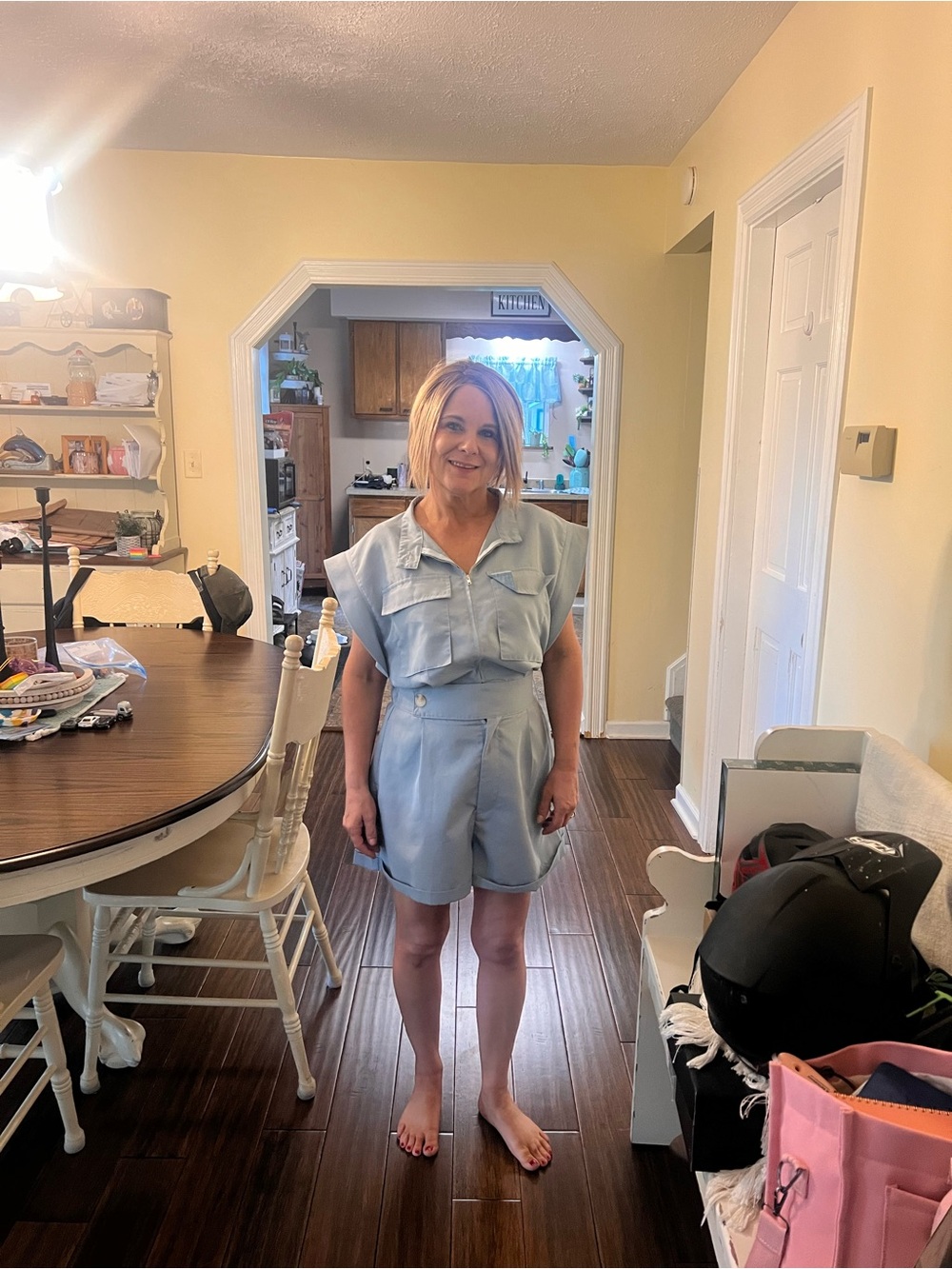 Light Blue Short Sleeve Romper